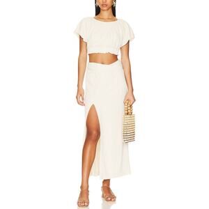 Free People 'Tovah' White Crepe Top & Skirt Set Size M - NWT
